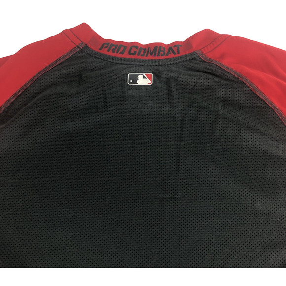 Nike Pro Combat Dri-Fit Men’s Shirt Medium Activewear Red Black Long Sleeve Mesh - Picture 8 of 10